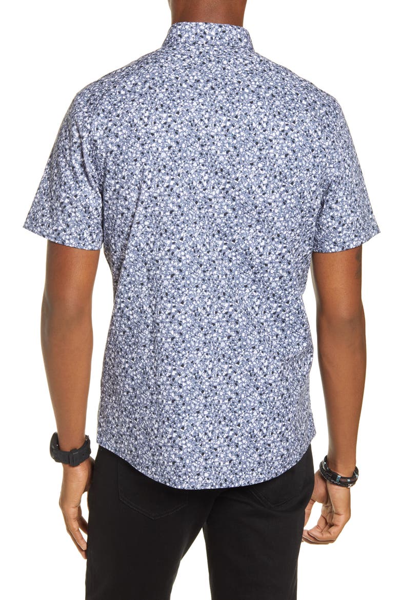 x Alex Costa Short Sleeve Button Down Shirt, Alternate, color, NAVY TERRAZZO PRINT