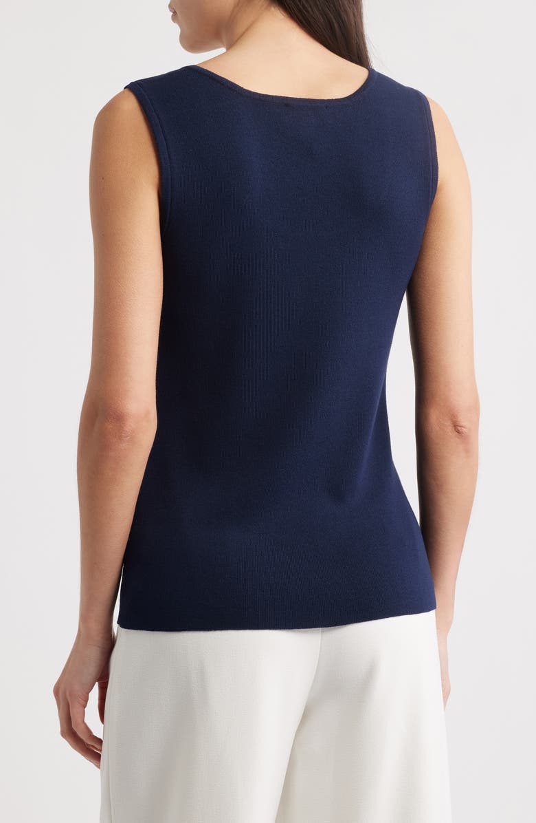 Tahari ASL Scoop Neck Sweater Tank, Alternate, color, Navy