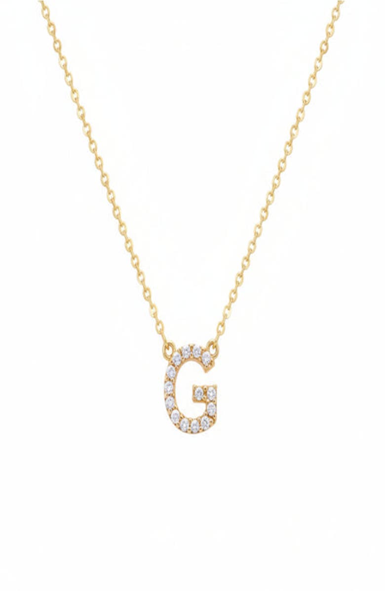 Oak & Luna 14K Solid Gold Zoe Initial Necklace with Diamonds, Main, color, Letter G