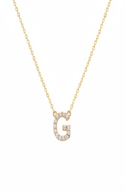 14K Solid Gold Zoe Initial Necklace with Diamonds