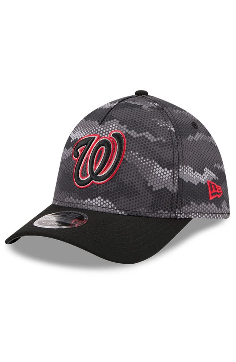 New Era Men's New Era Black Washington Nationals Camo 39THIRTY A-Frame Flex Hat, Main, color, Black