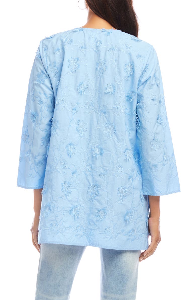 Karen Kane Floral Embroidered Cotton Tunic Top, Alternate, color, Lake