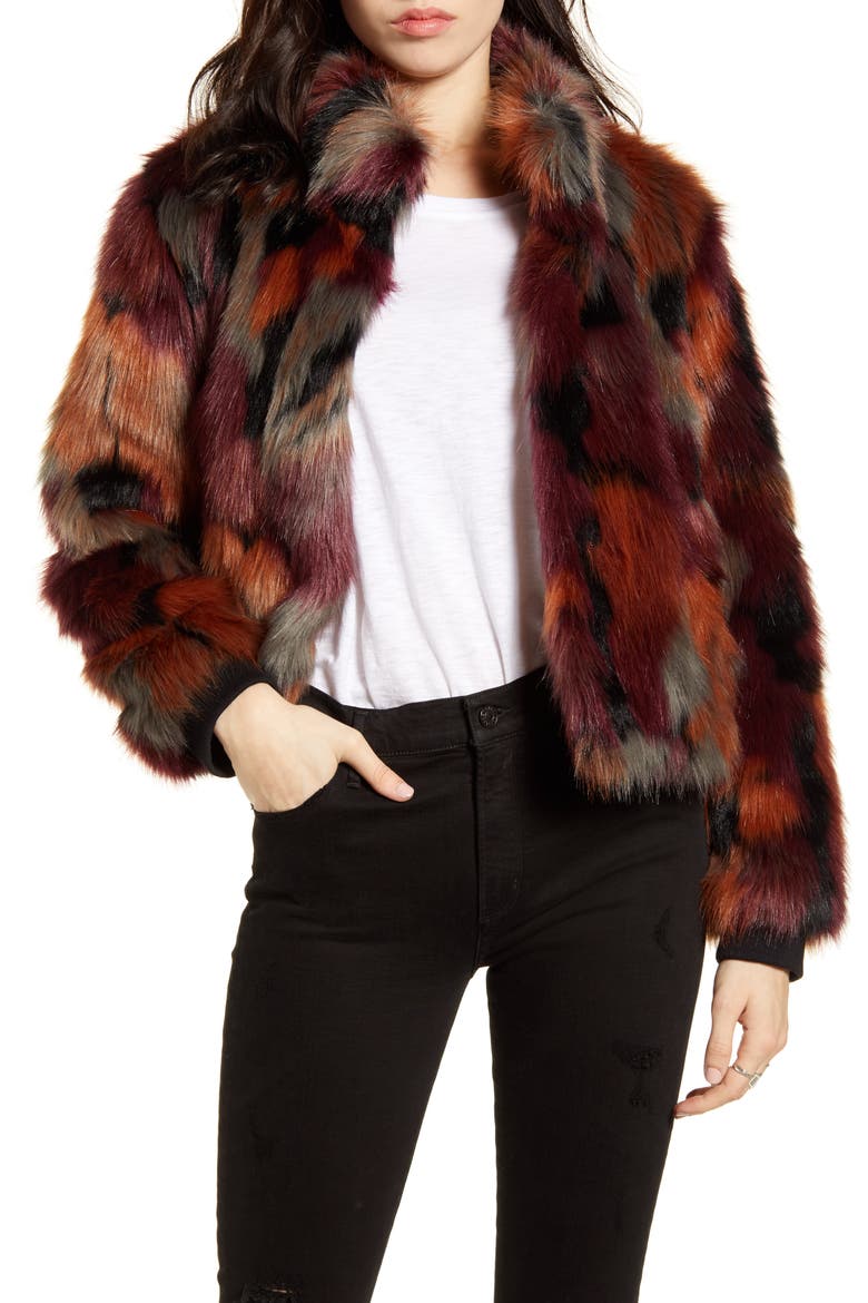 Faux Fur Jacket, Main, color, MULTI