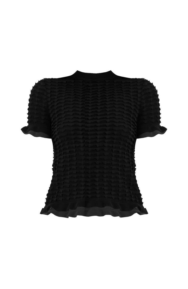 IVONNE Knitted Short Sleeve Blouse, Alternate, color, Black