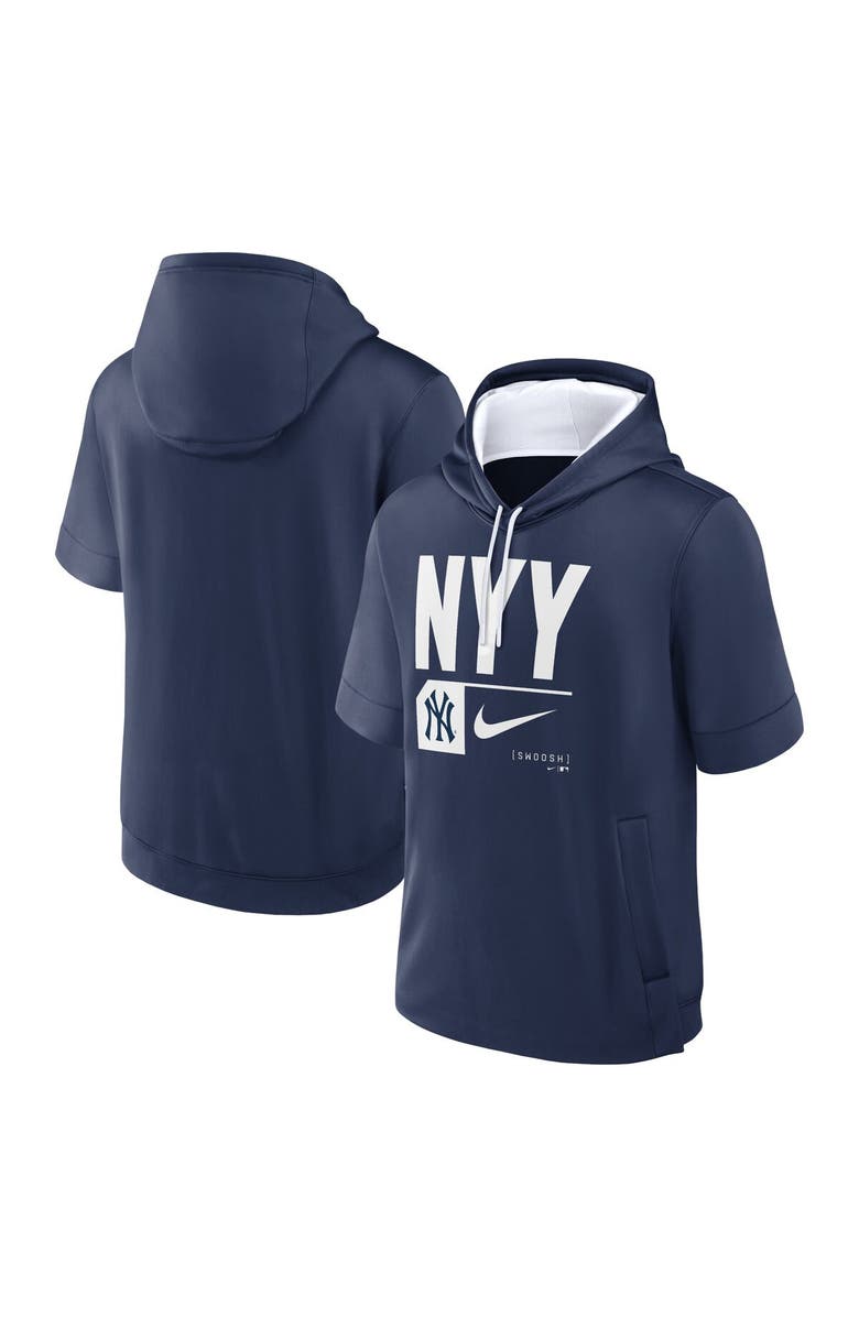 Nike Men's Nike Navy New York Yankees Tri Code Lockup Short Sleeve Pullover Hoodie, Main, color, Navy