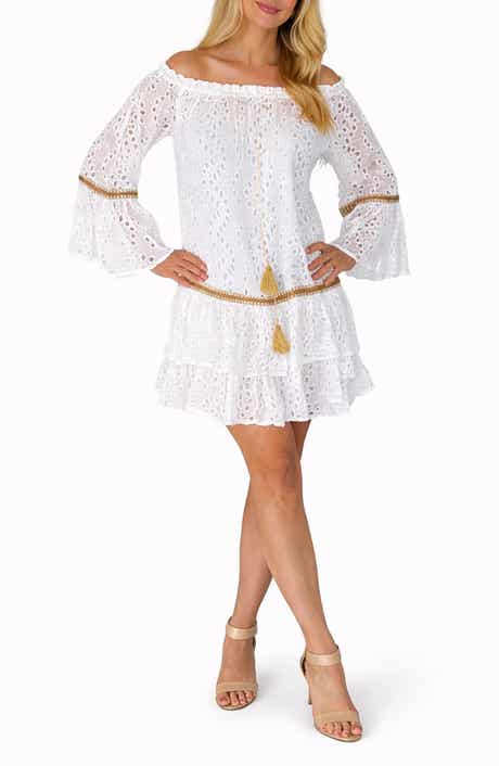 RANEES <p>Off the Shoulder Eyelet Cover-Up Dress</p>