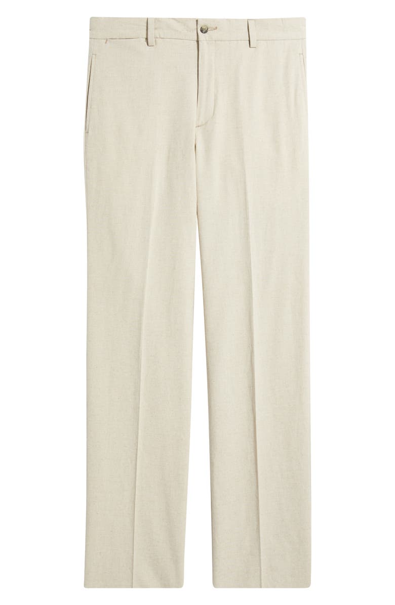 Berle Flat Front Cotton & Linen Straight Leg Pants, Alternate, color, 