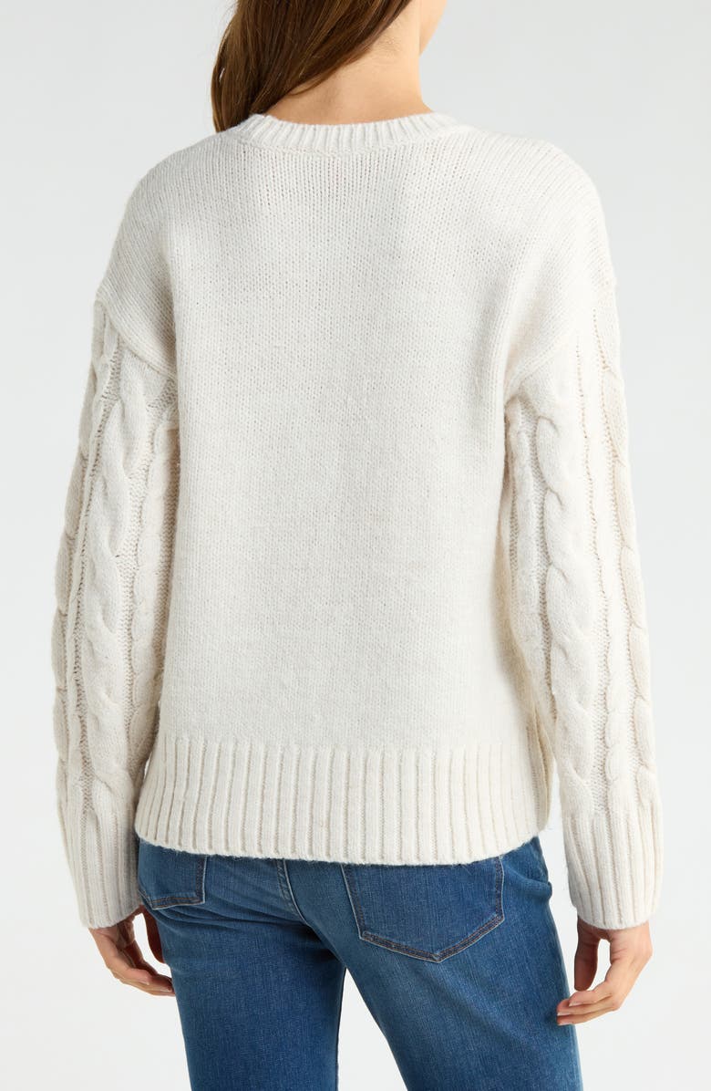 Vince Camuto Sequin Cable Sweater, Alternate, color, Ivory Heather