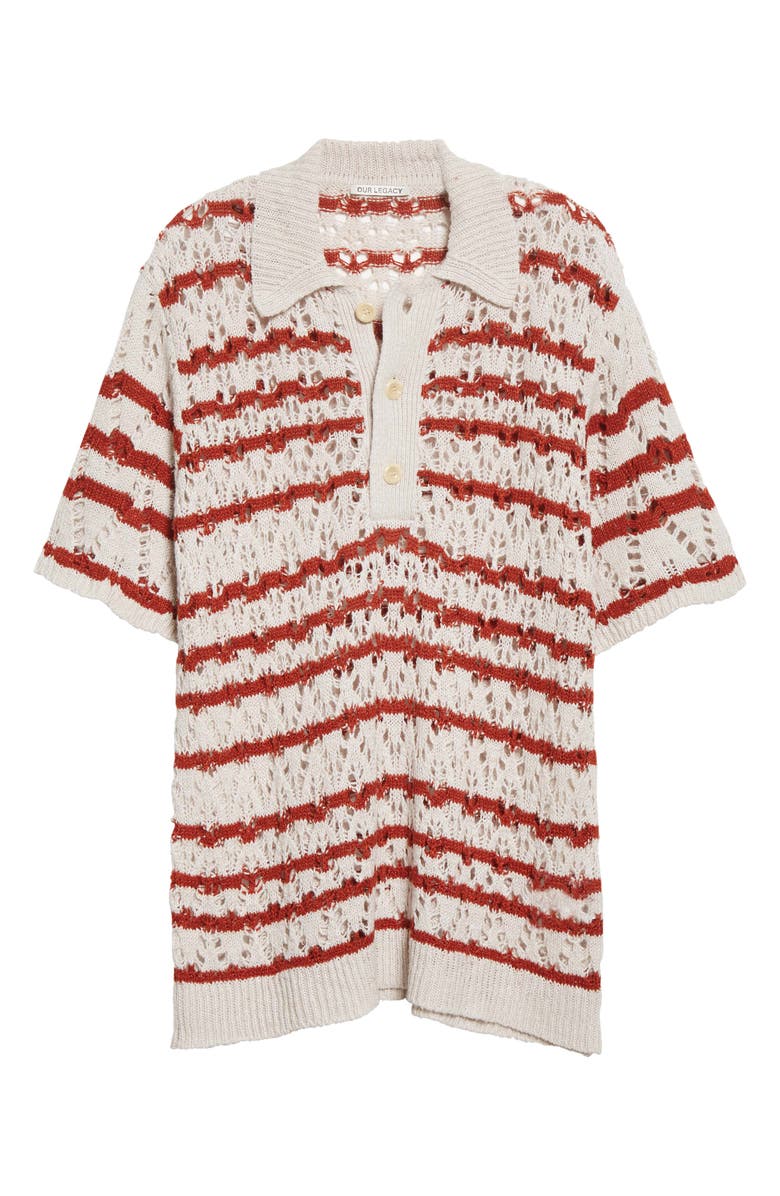 OUR LEGACY Men
s Big Piquet Oversize Stripe Hemp 
Lyocell Polo, Alternate, color, 