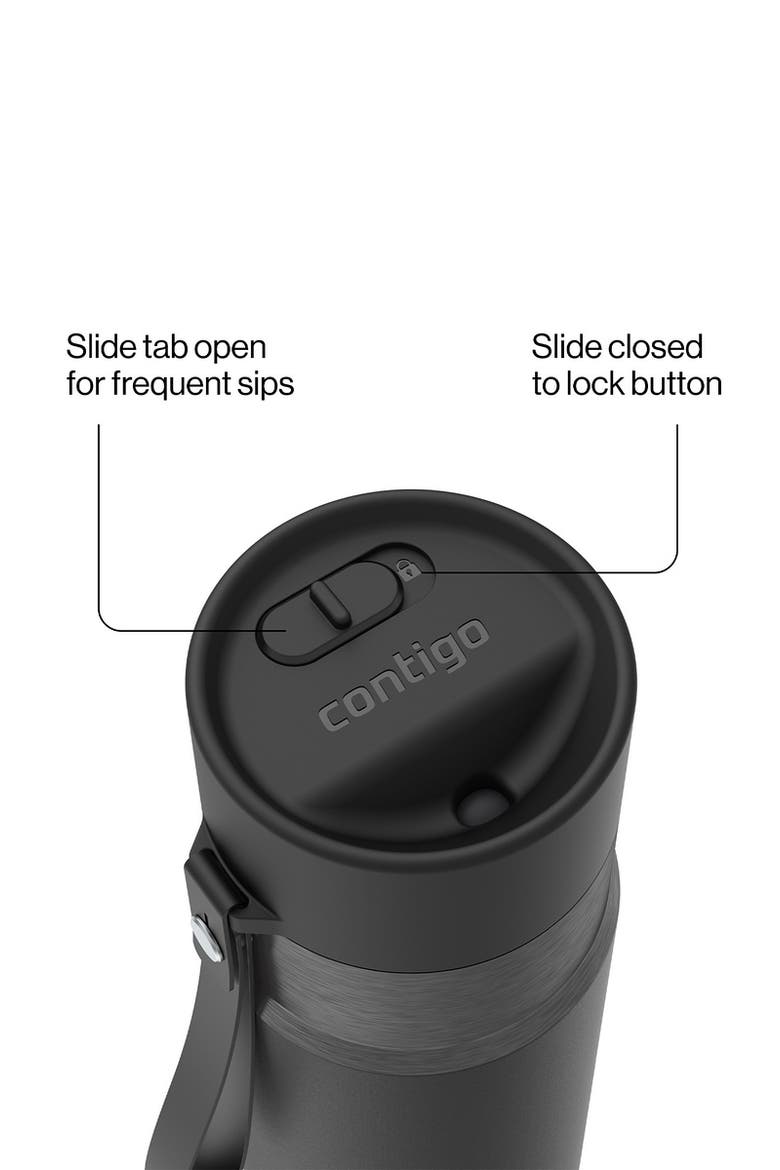 AutoSeal 24 oz Leakproof Bottle with Carrying Strap, Alternate, color, Licorice Gunmetal