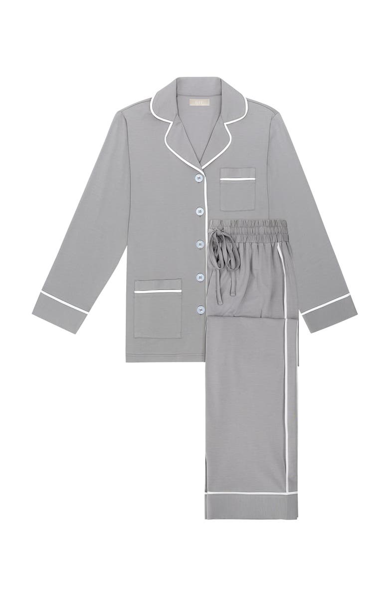 KIP Luxe Stretch Cotton Pajama Set, Alternate, color, Haze