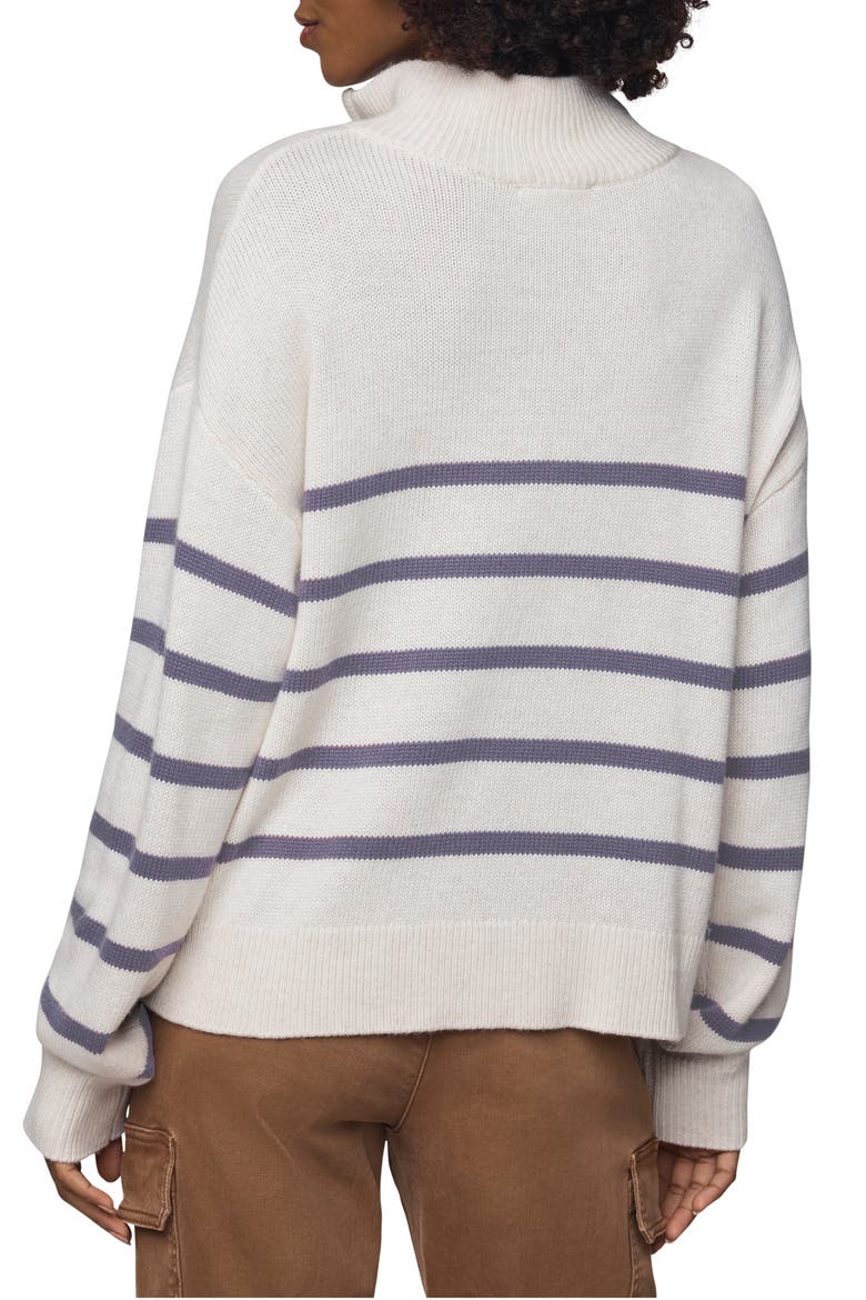 Georgie Stripe Oversize Quarter Zip Sweater, Alternate, color, PALE OAK/ EGGPLANT