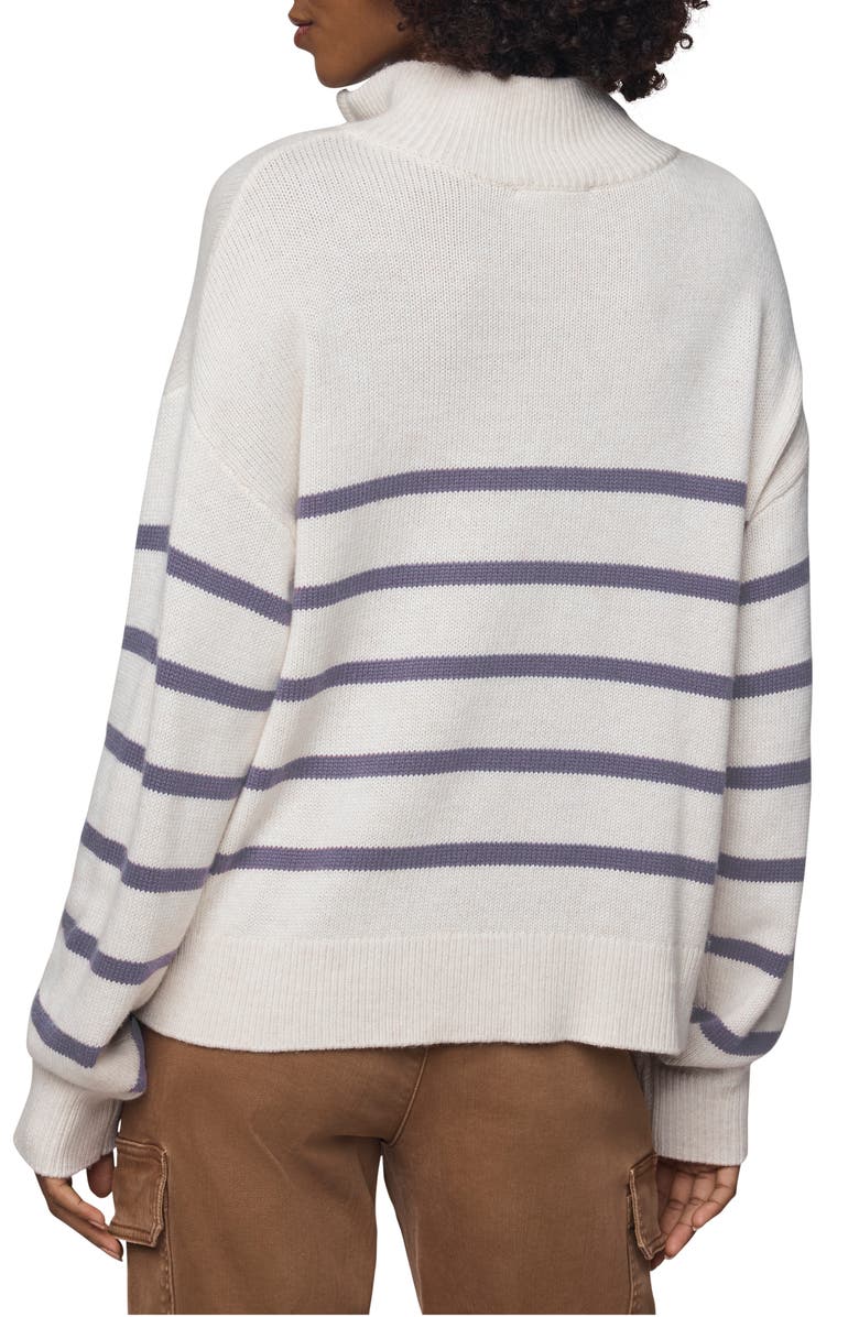 Splendid Georgie Stripe Oversize Quarter Zip Sweater, Alternate, color, Pale Oak/ Eggplant