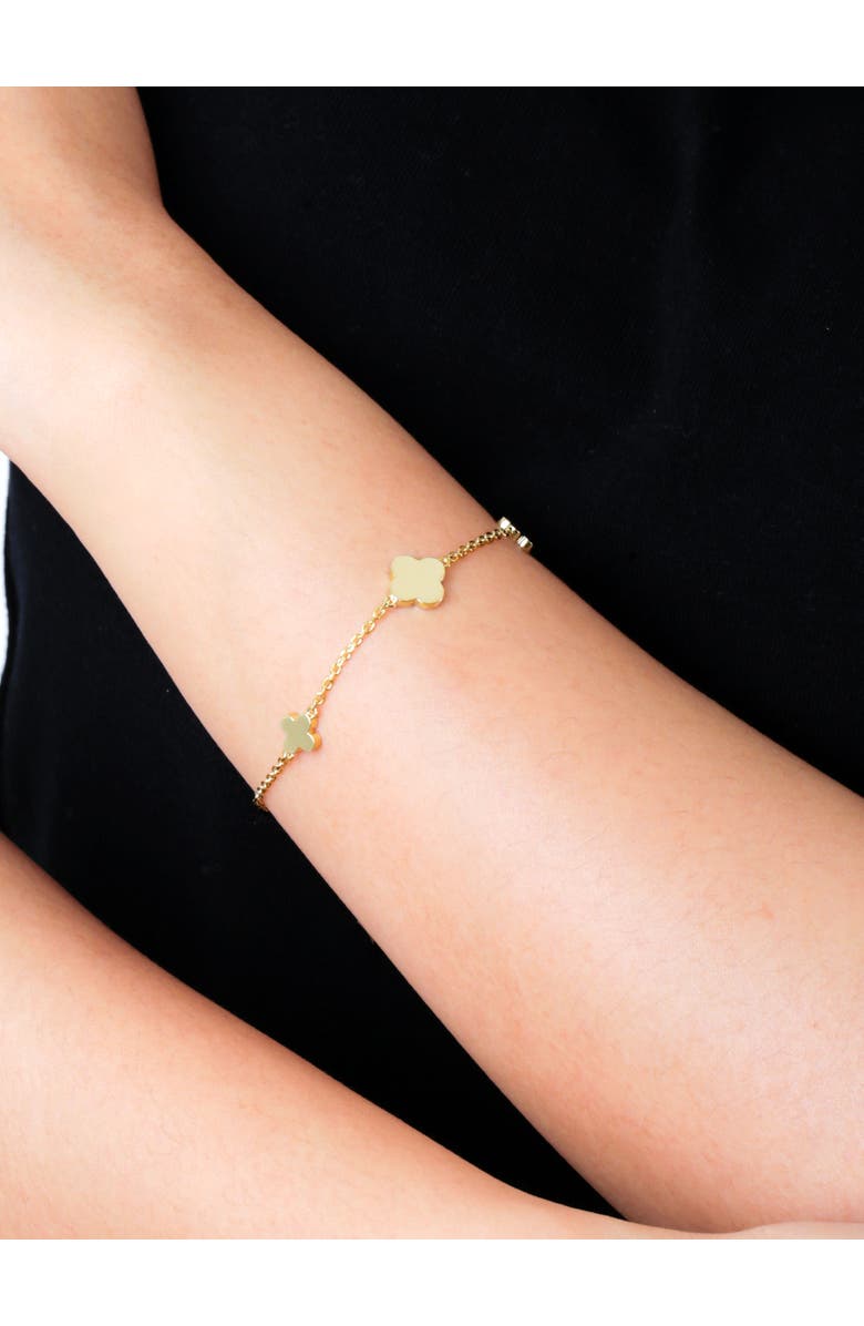 DEVATA Clover Chain Bracelet in 14K Gold, 10mm, Alternate, color, Yellow Gold