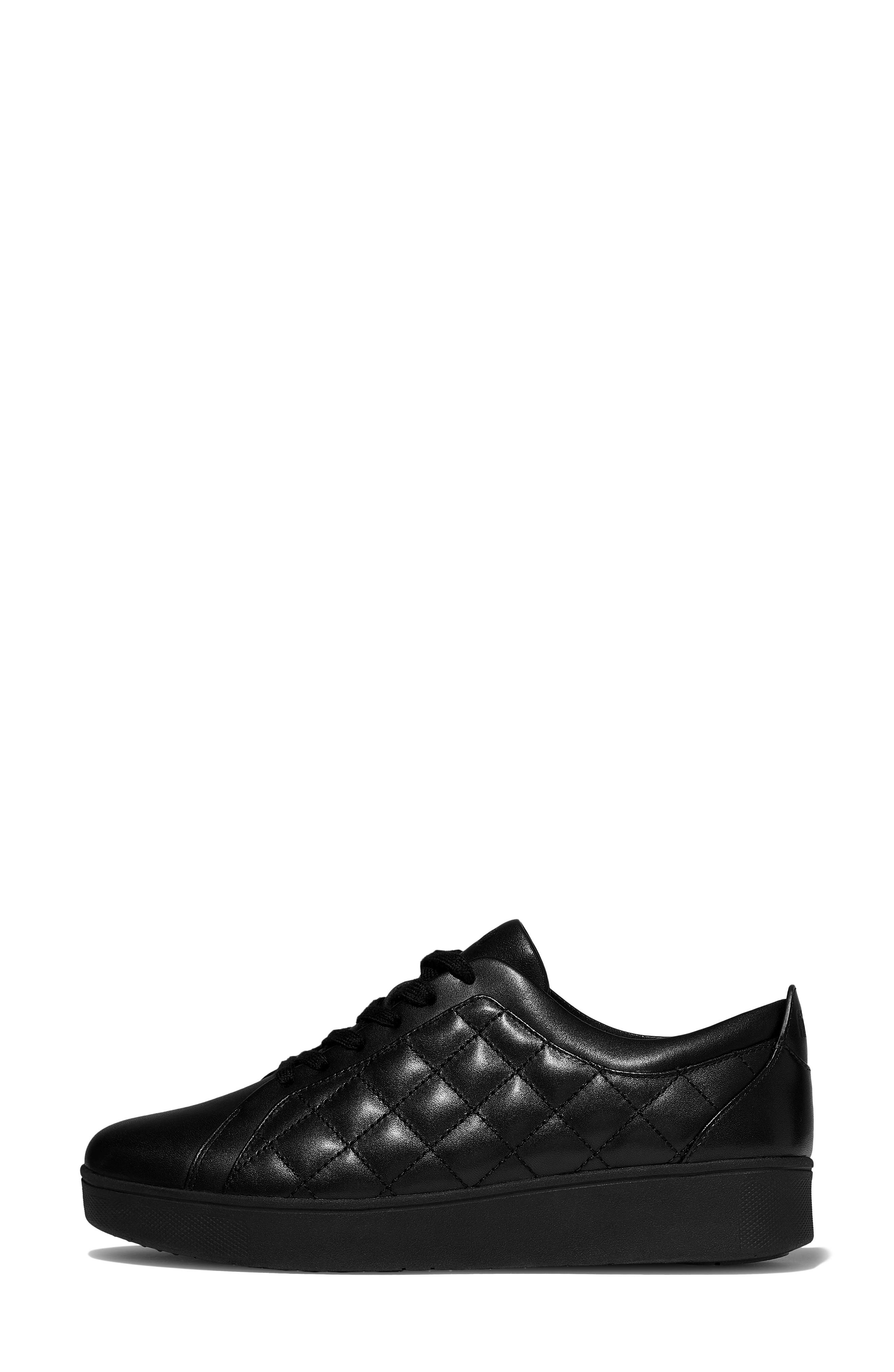 Rally Quilted Leather Sneaker, Alternate, color, ALL BLACK