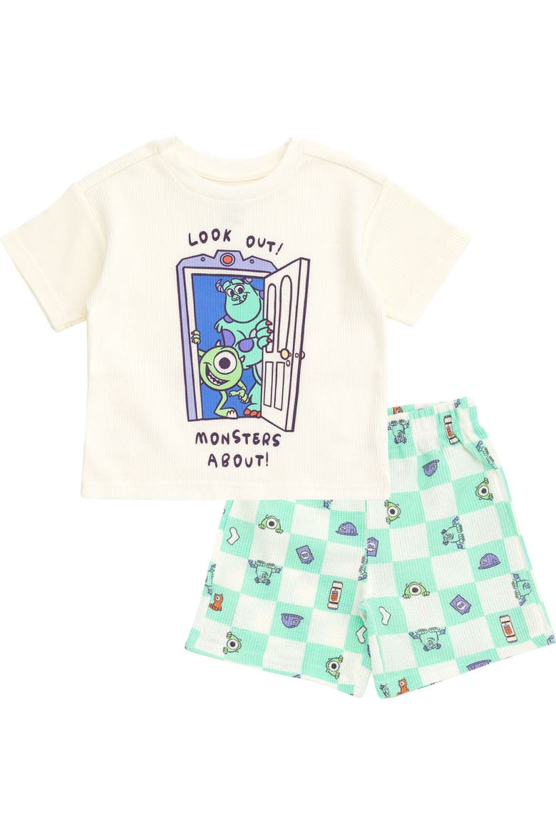 Pixar 2-Piece Tee and Shorts Set, Main, color, Mike Sulley Pale Aqua