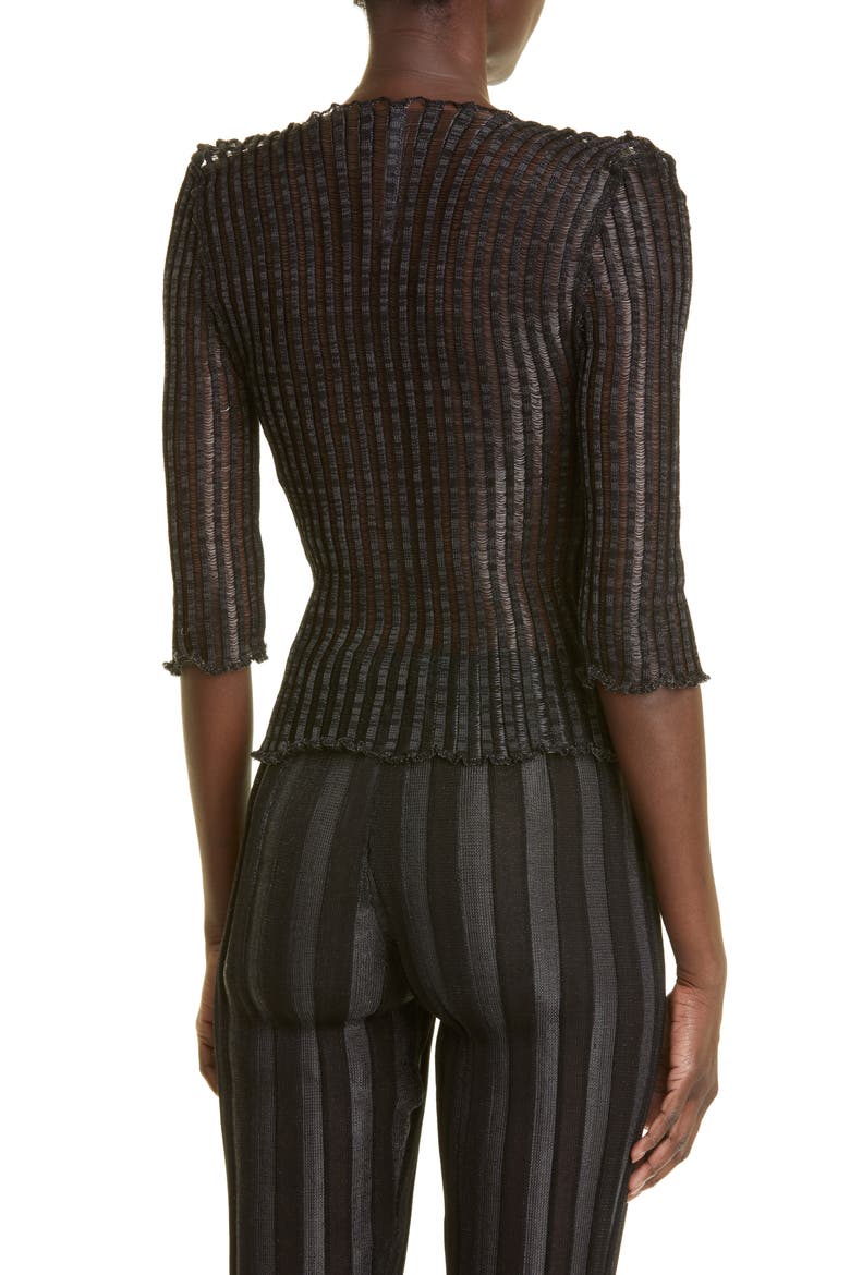 Patricia Ladder Stitch Cotton Blend Cardigan, Alternate, color, BLACK