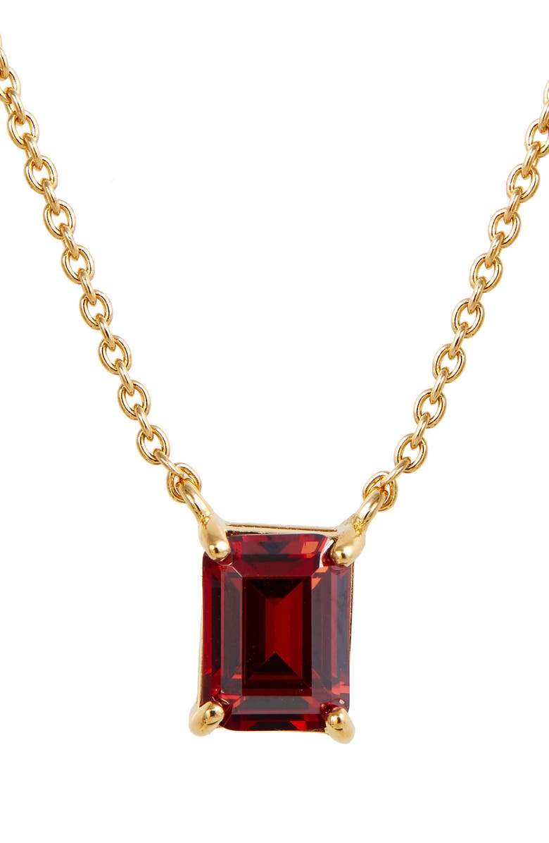 SAVVY CIE JEWELS Vermeil Emerald Cut CZ Birth Stone Box Cut Necklace, Main, color, Garnet - January