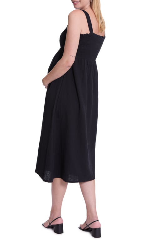Cache Coeur Lola Midi Maternity/nursing Dress In Black