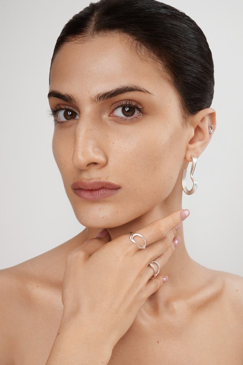 Sahab Hoop Earrings, Alternate, color, Silver