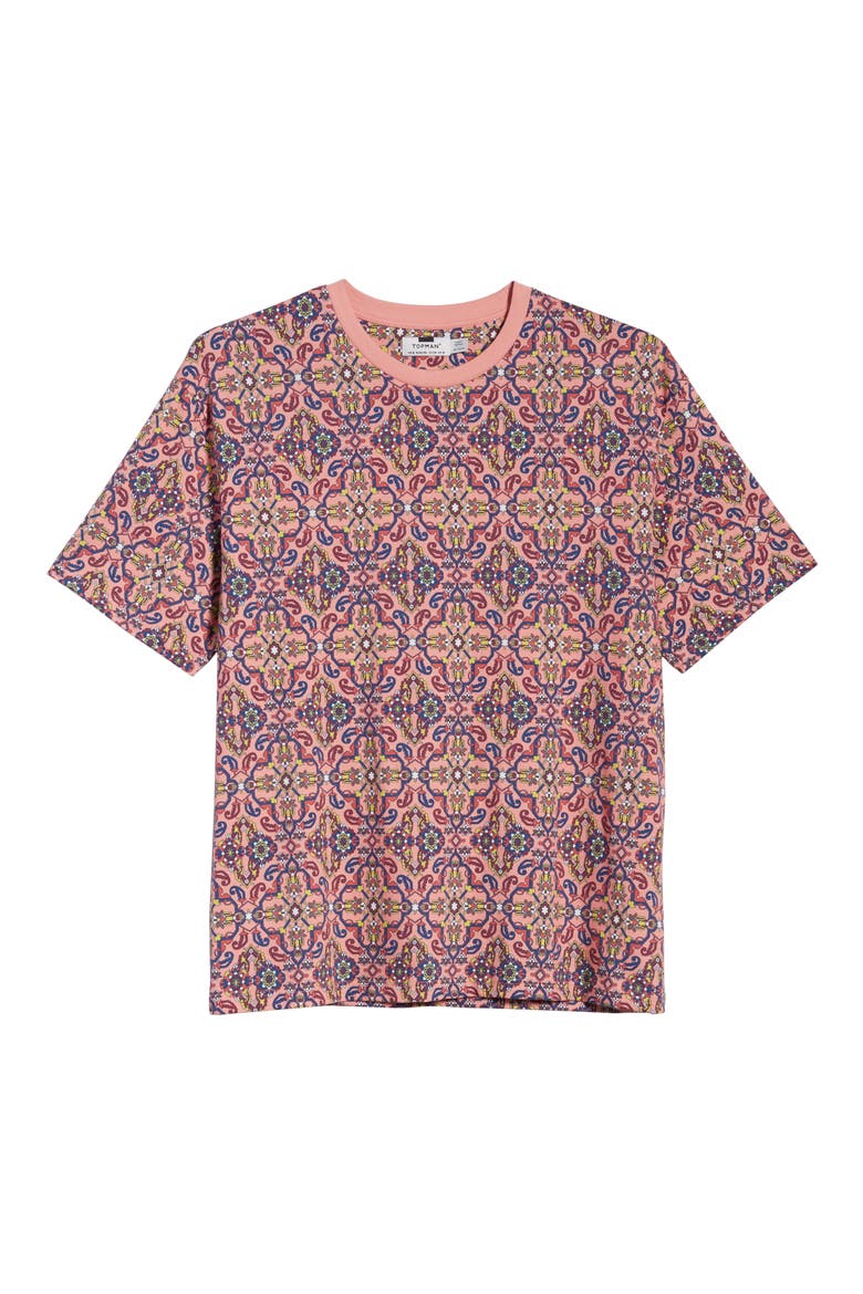 Paisley Geometric Print Crewneck T-Shirt, Alternate, color, PINK MULTI