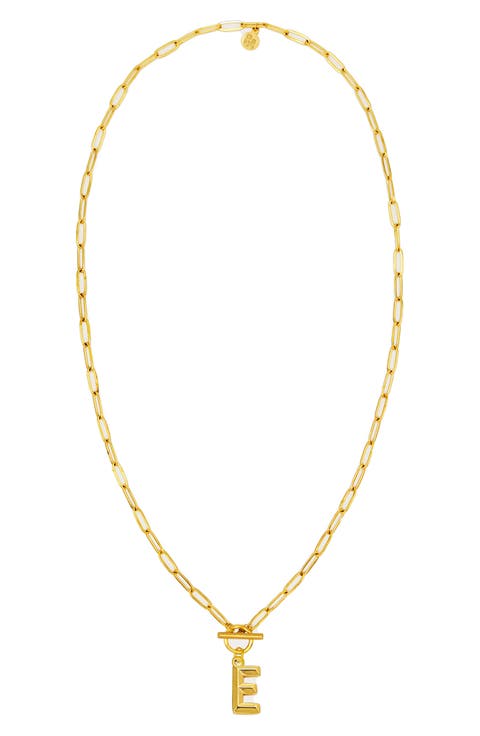 Paper Clip Initial Toggle Necklace