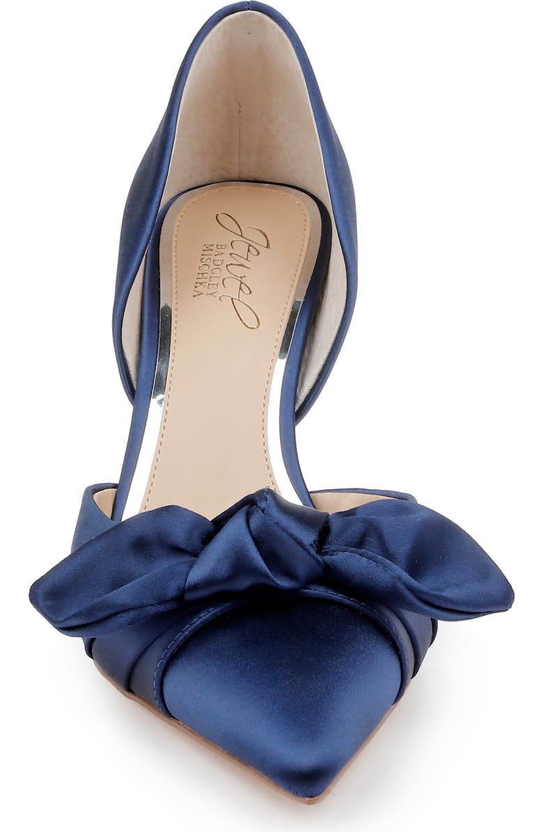 Jewel Badgley Mischka Emelia d'Orsay Pointed Toe Pump, Alternate, color, Navy Satin