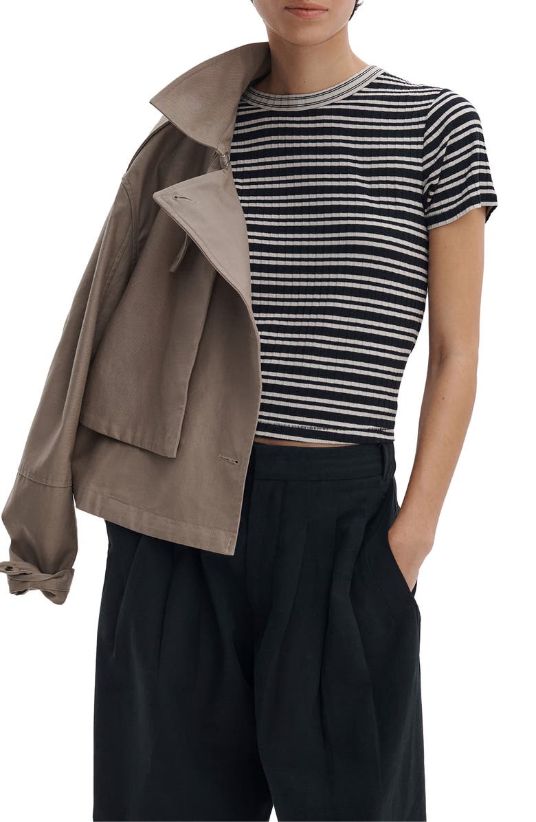 rag & bone Luca Rib Stripe T-Shirt, Alternate, color, Ivory/Black Multi