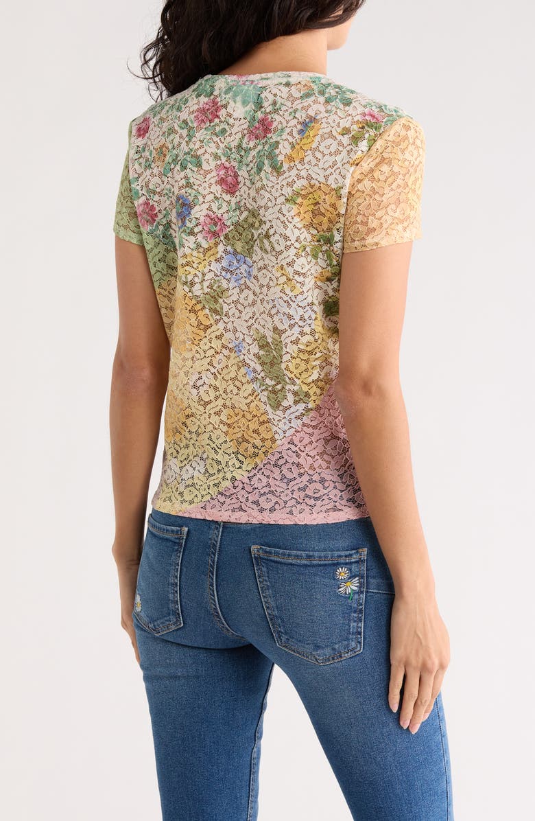 Desigual Floral Lace Short Sleeve T-Shirt, Alternate, color, 