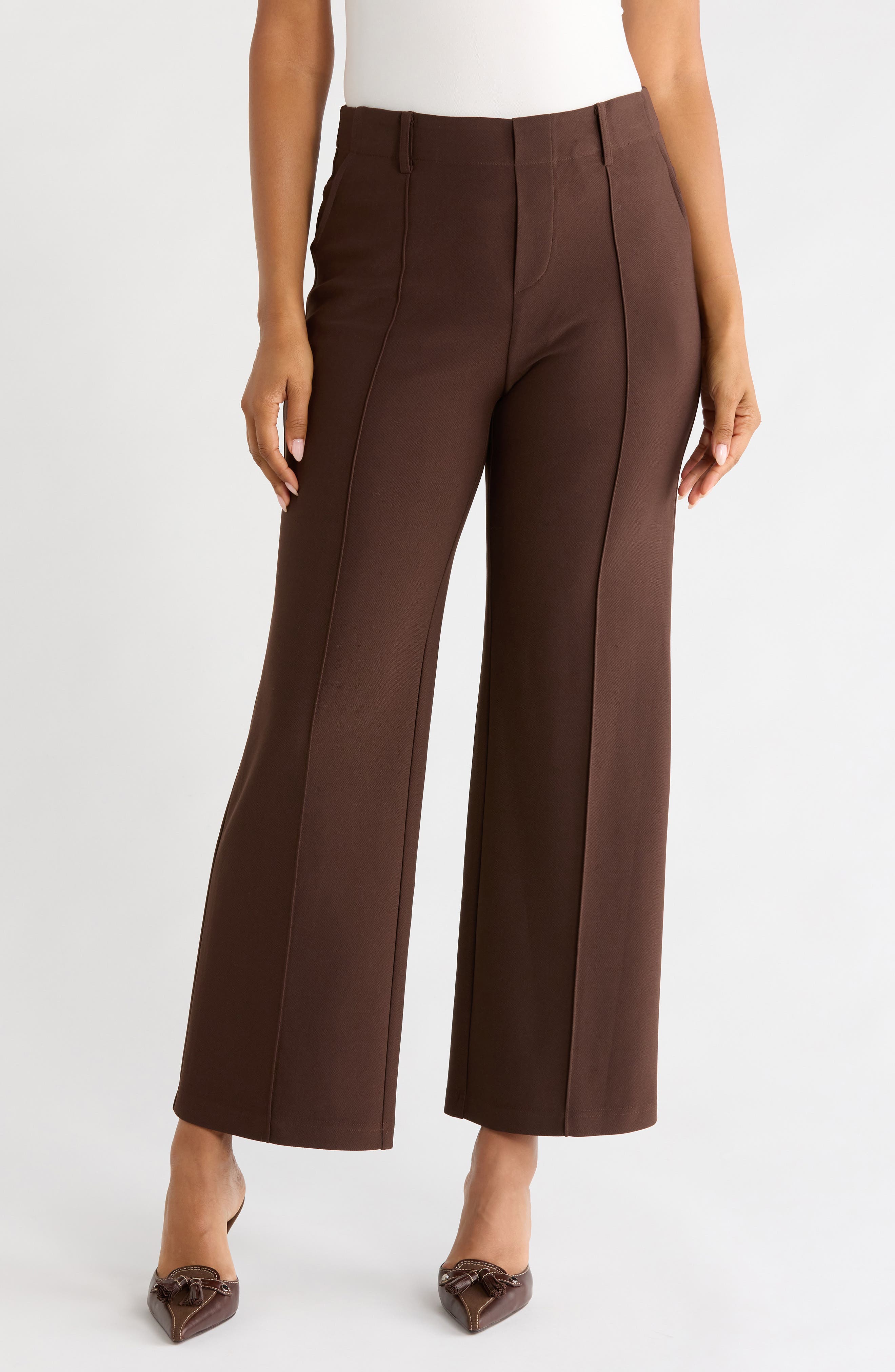 Pull-On Wide Leg Knit Pants