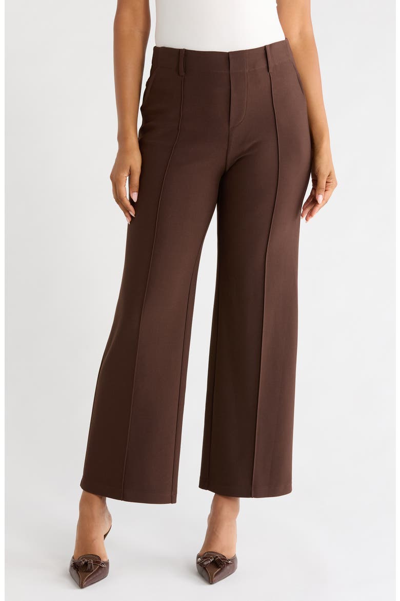 Pull-On Wide Leg Knit Pants, Main, color, BROWN