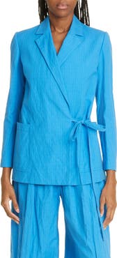 JASON WU Tie Detail Linen & Cotton Blazer