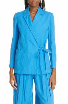 JASON WU Tie Detail Linen & Cotton Blazer