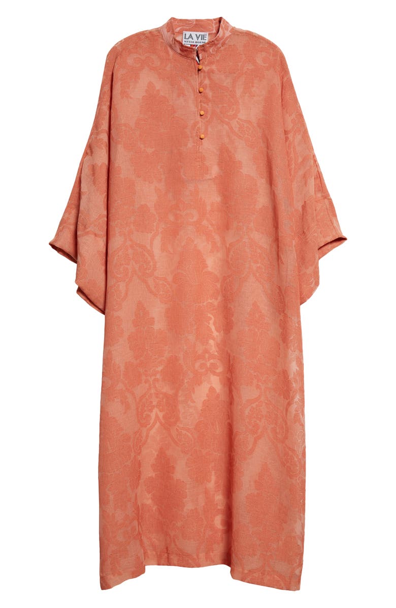 La Vie Style House Damask Cover-Up Caftan, Alternate, color, Orange
