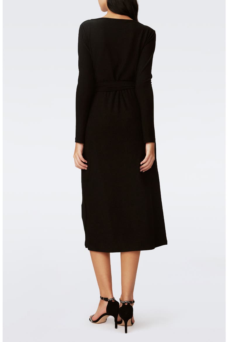 Simona Side Ruched Long Sleeve Knit Dress, Alternate, color, METALLIC BLACK