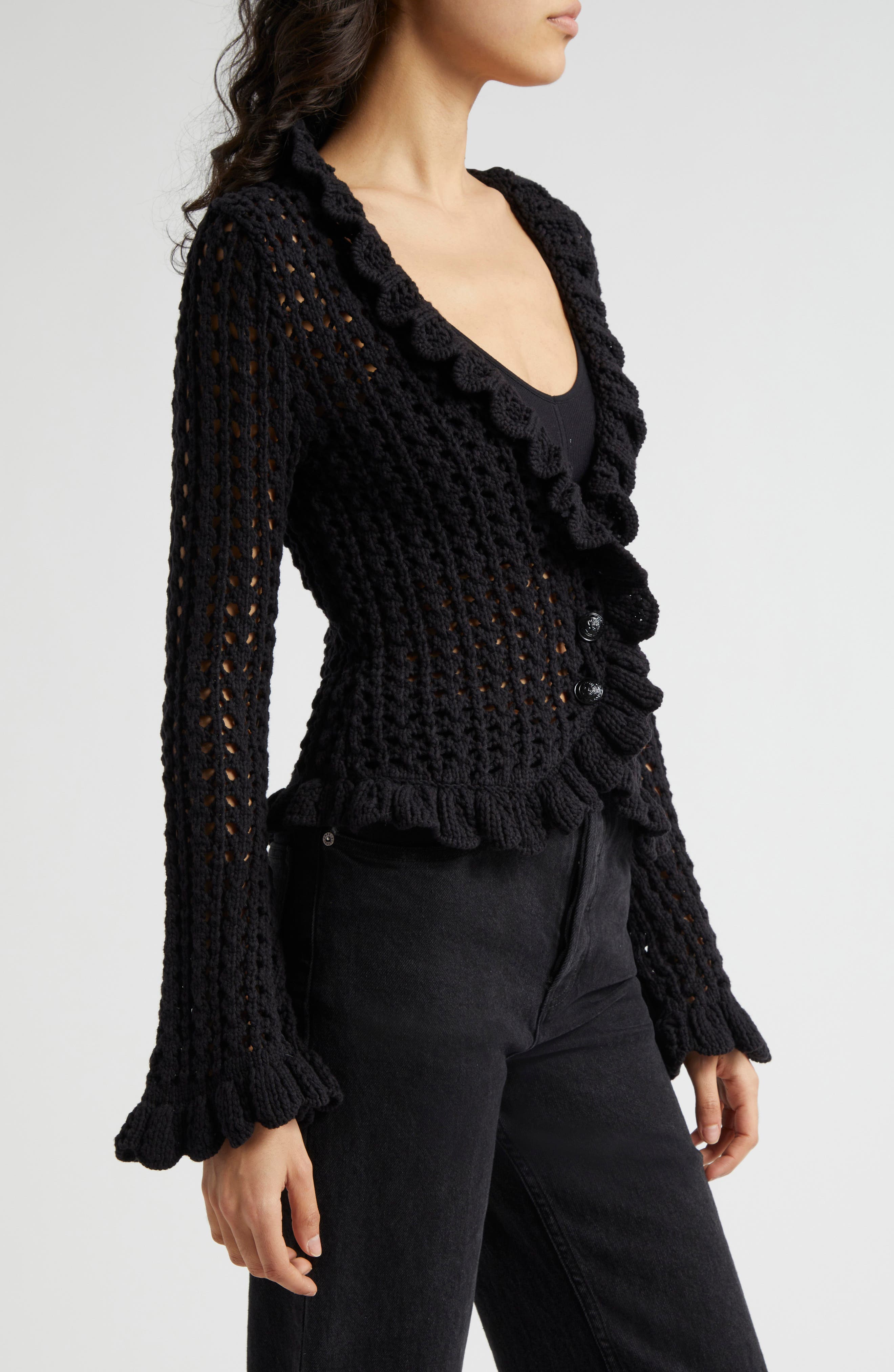 Solaris Open Stitch Cotton Blend Cardigan (Women) | Nordstrom