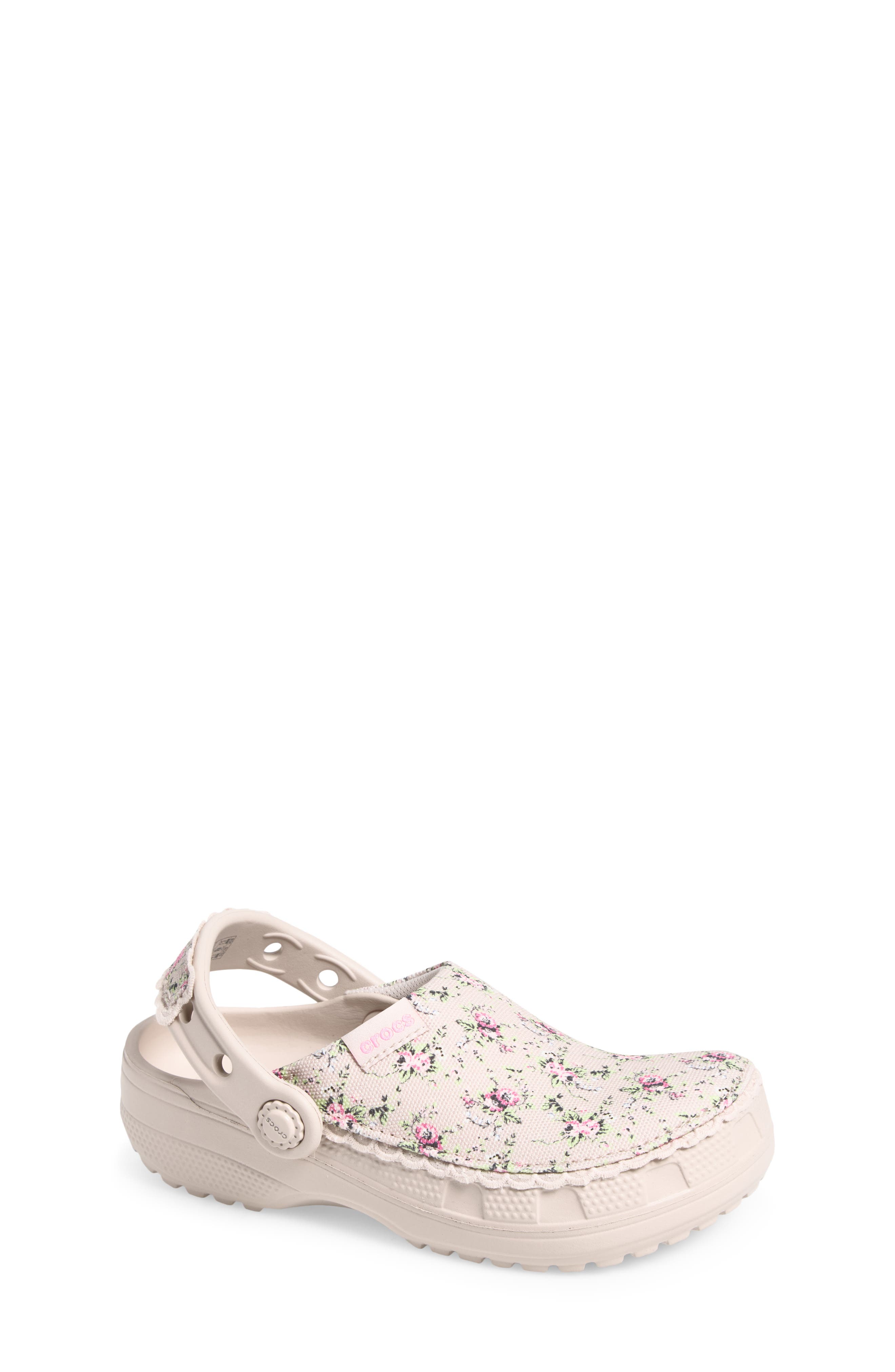 Kids' Classic Crafted Floral Clog, Main, color, COCOA CREAM