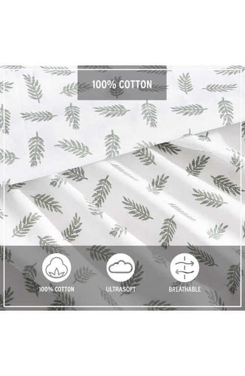 Eddie Bauer Laurel Leaves Cotton Sheet Set In White/green