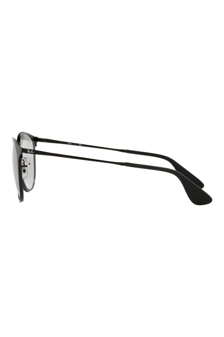 Erika 54mm Round Sunglasses, Alternate, color, SHINY BLACK