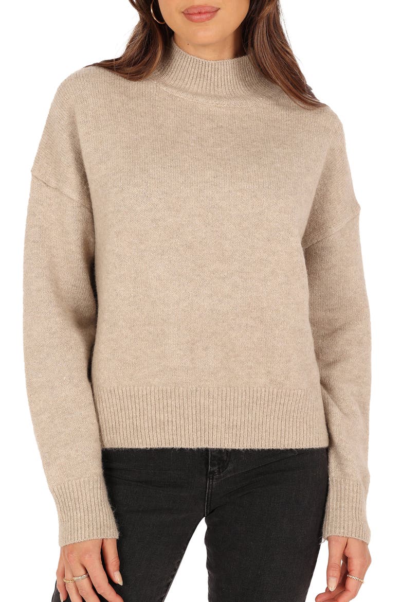 Brianna Mock Neck Sweater, Alternate, color, BEIGE
