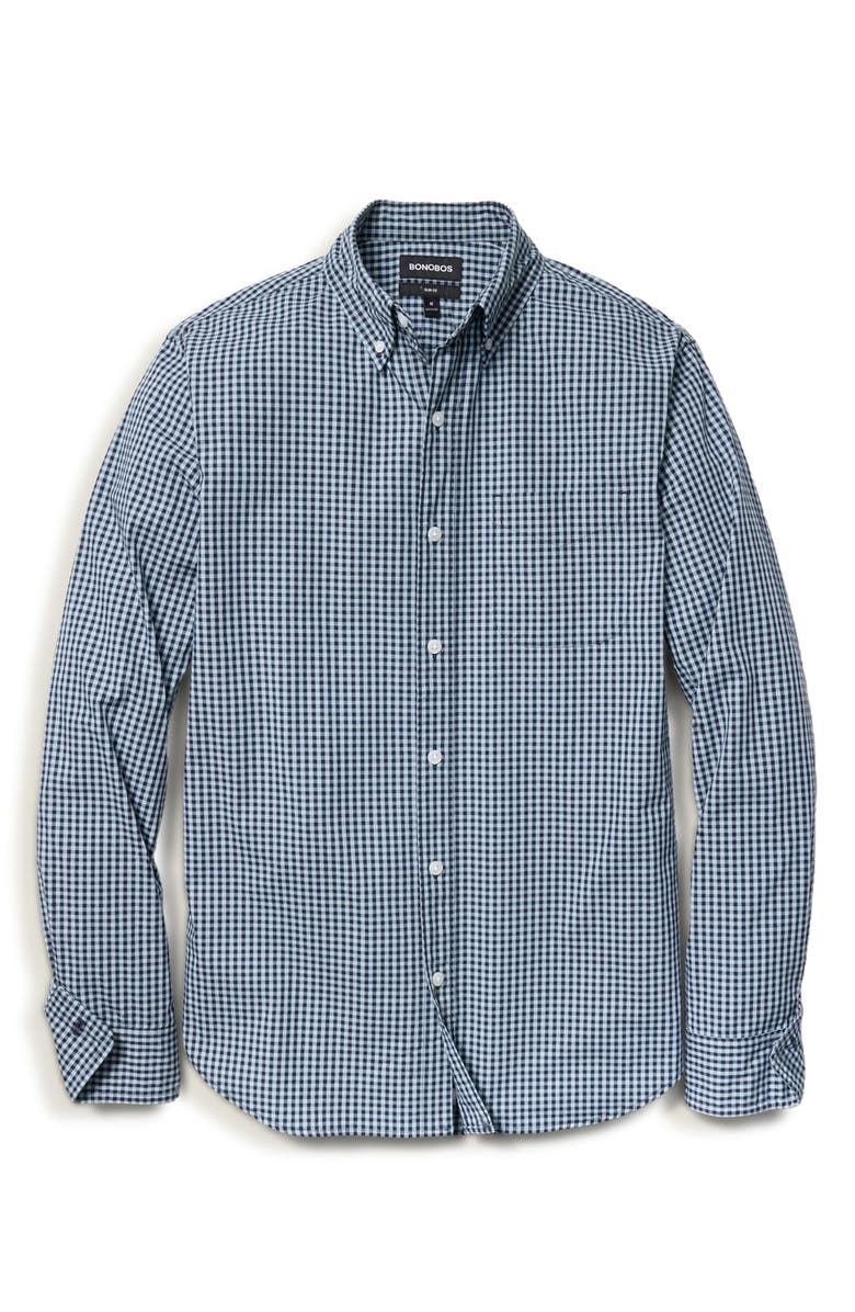 Bonobos Raliegh Slim Fit Gingham Check Button Down Shirt, Alternate, color, Navy/ Blue