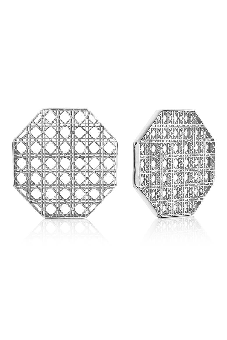 Cane Octagonal Stud Earrings, Main, color, STERLING SILVER