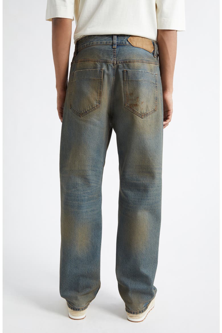 Le De-Nîmes Berger Straight Leg Jeans, Alternate, color, DISTRESSED BLUE/ TABAC