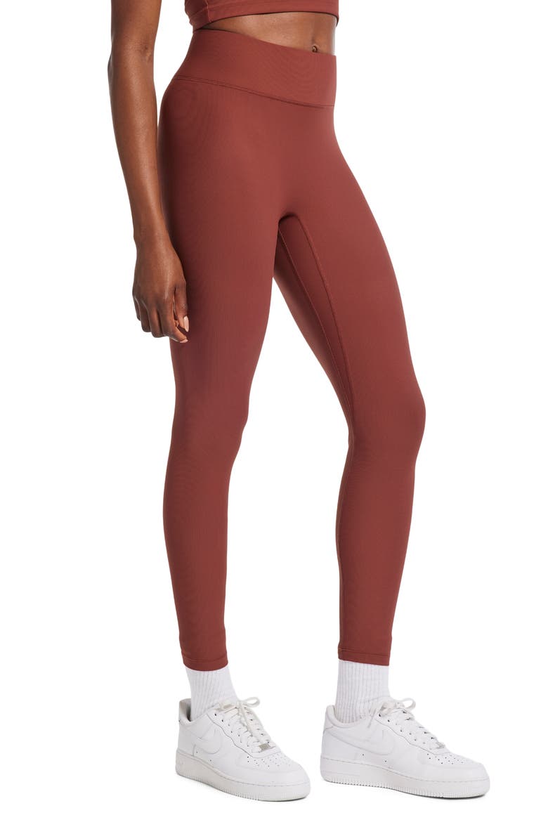 Center Stage High Waist Rib Leggings, Alternate, color, CHERRY MAHOGANY