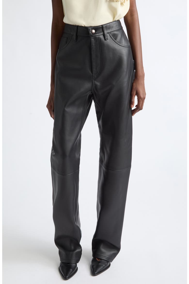 Mills Leather Pants, Main, color, BLACK