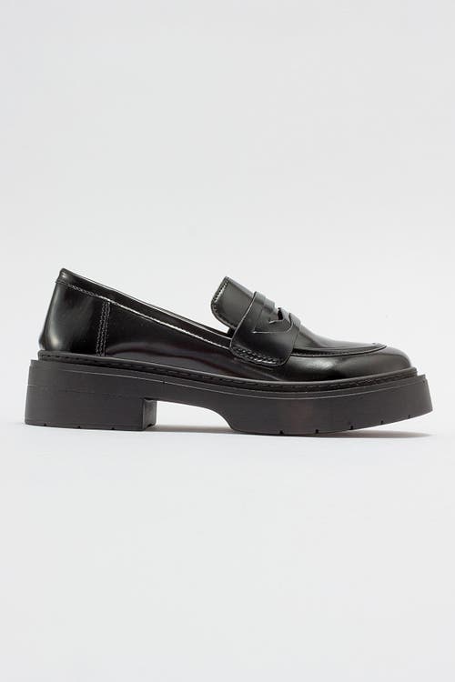 Forever & Always Shoes Josie Platform Loafer In Black Patent Faux Leather