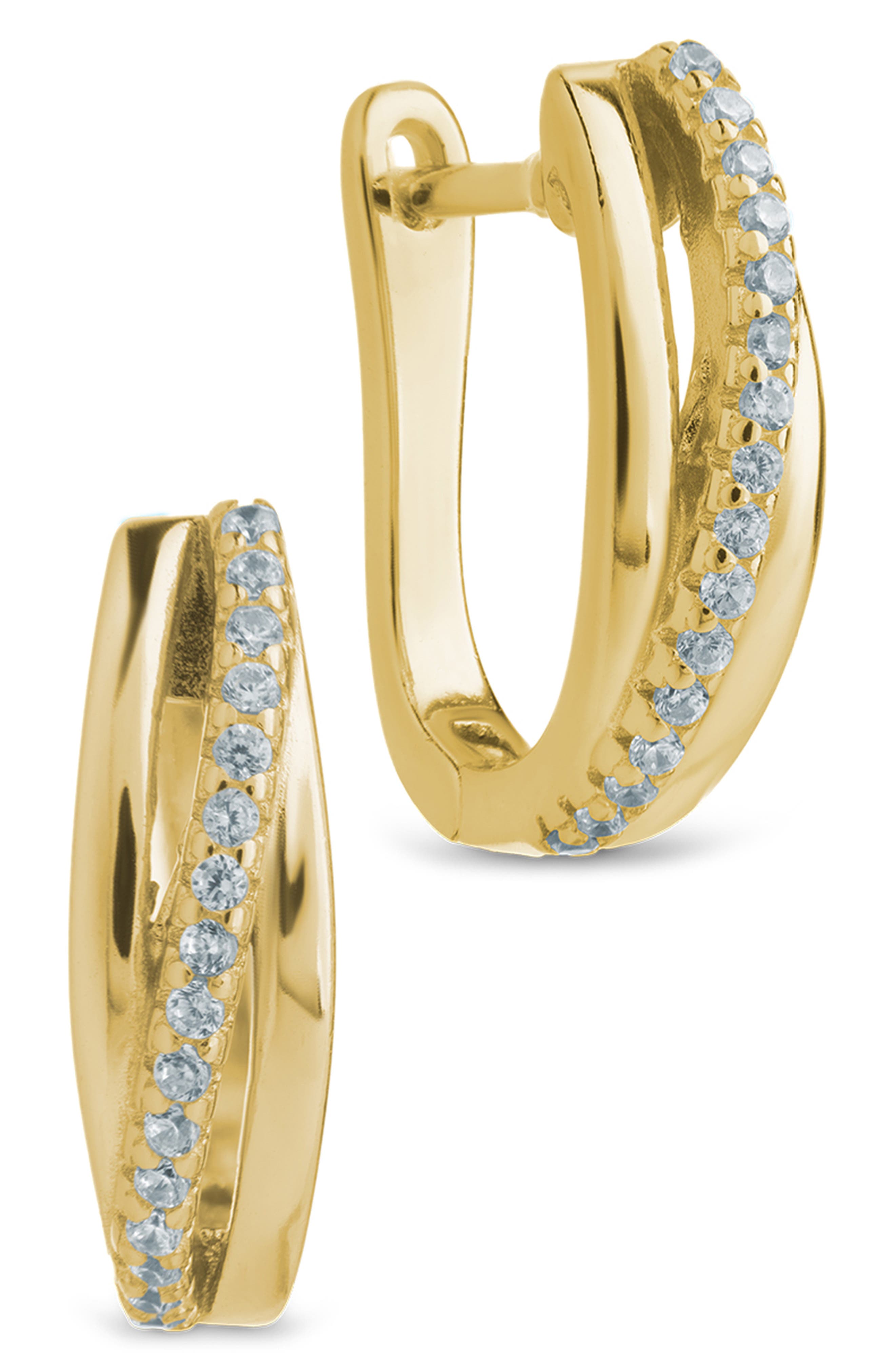 Sterling Forever Benedetta Twist Pavé Hoop Earrings