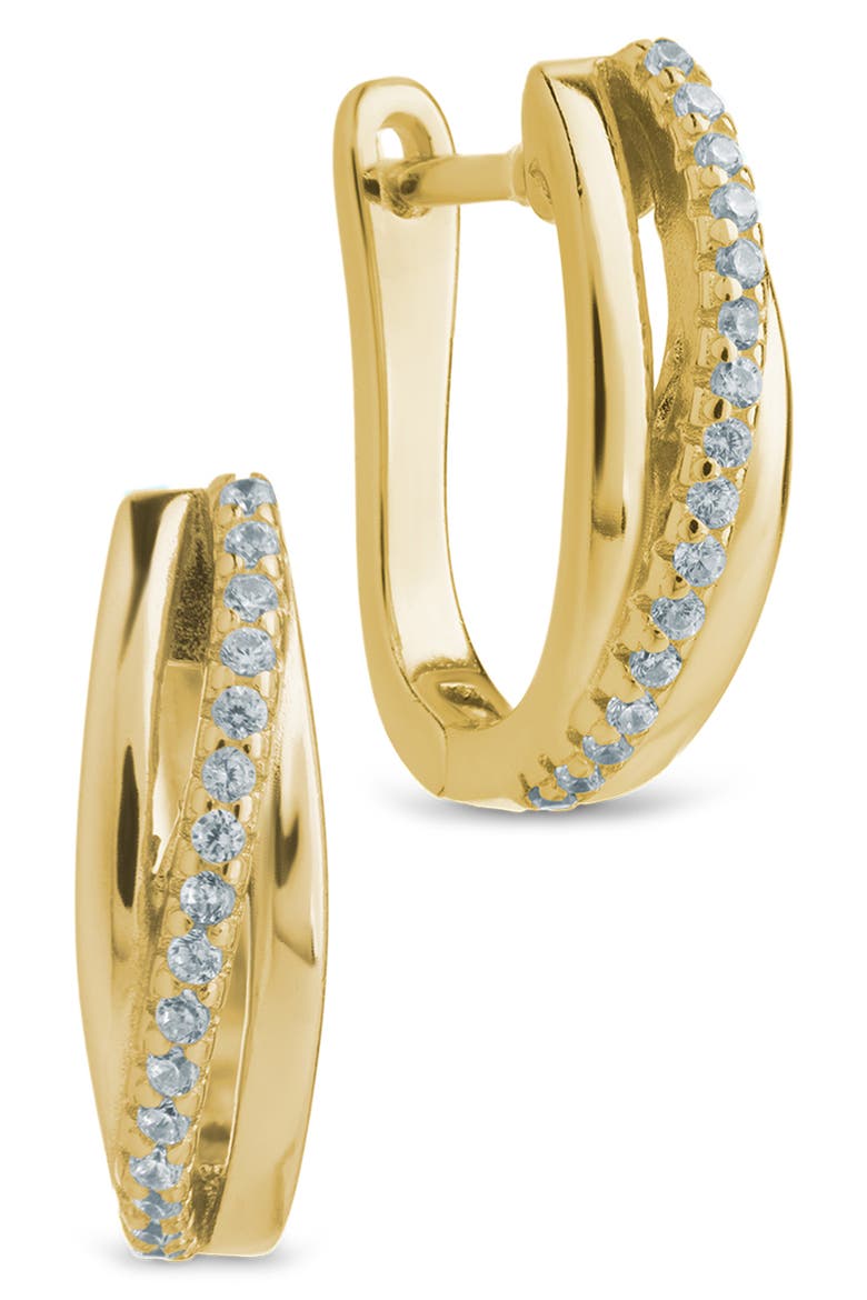 Benedetta Twist Pavé Hoop Earrings, Main, color, GOLD