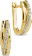 Sterling Forever Benedetta Twist Pavé Hoop Earrings