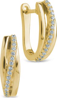 Sterling Forever Benedetta Twist Pavé Hoop Earrings